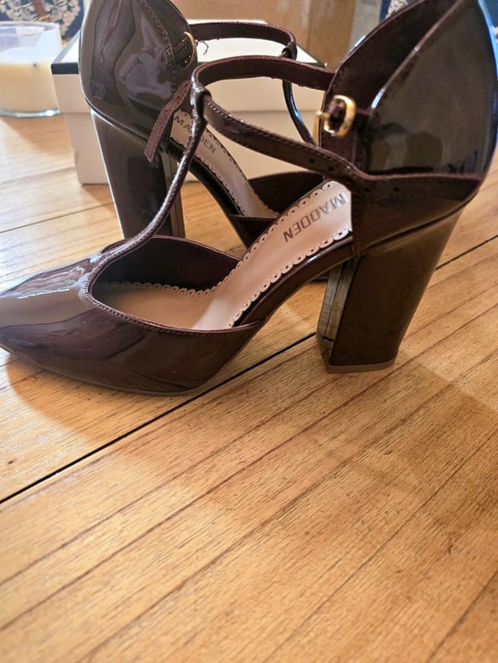 Steve Madden Malcolm Burgundy Patent Heels